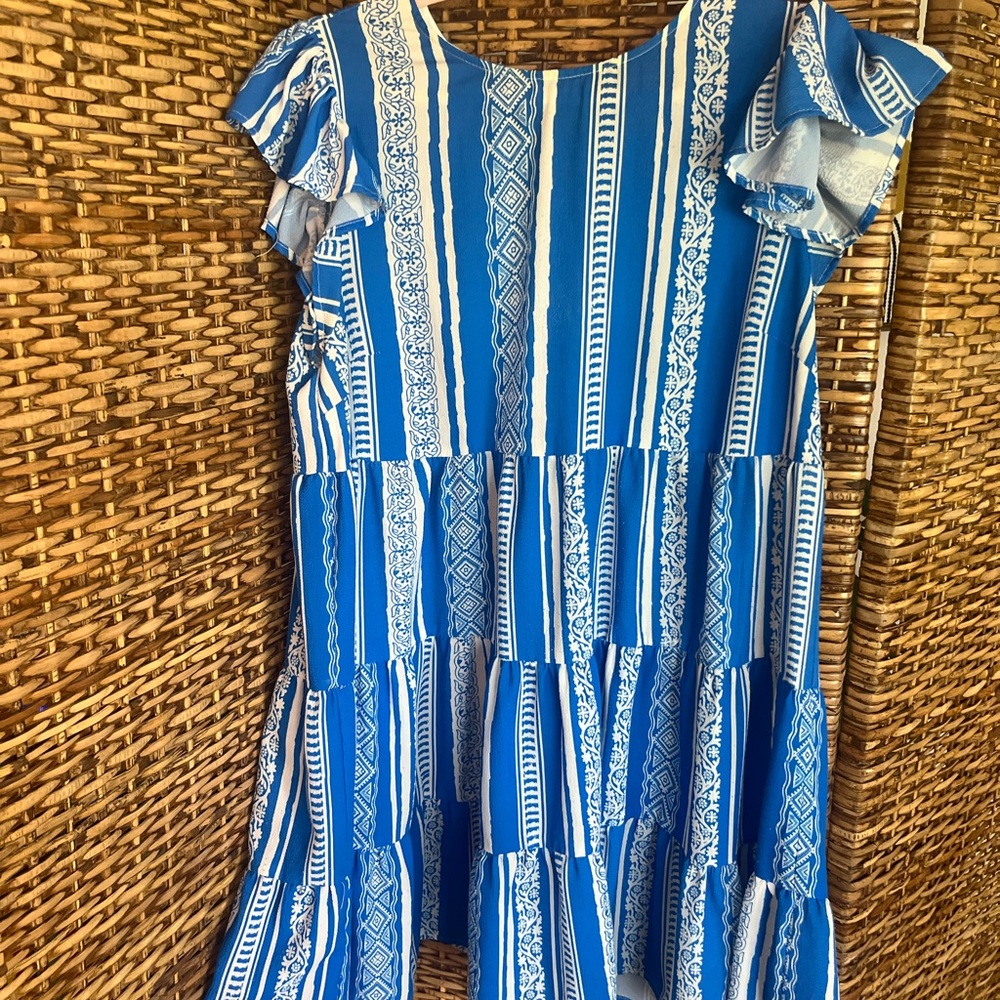 Blue and White Striped Dress